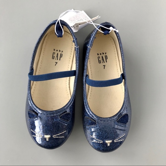 NWT Baby Gap Blue Sparkly Kitty Cat Shoes - Picture 4 of 8